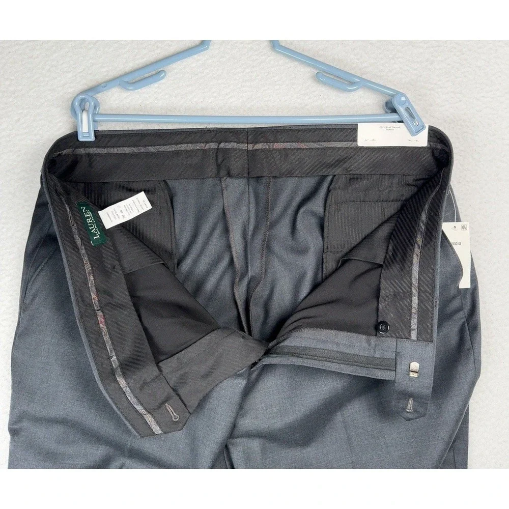 NEW $175 - Vintage RALPH LAUREN Ultraflex Wool Gray Dress Pants - Men's 42x30